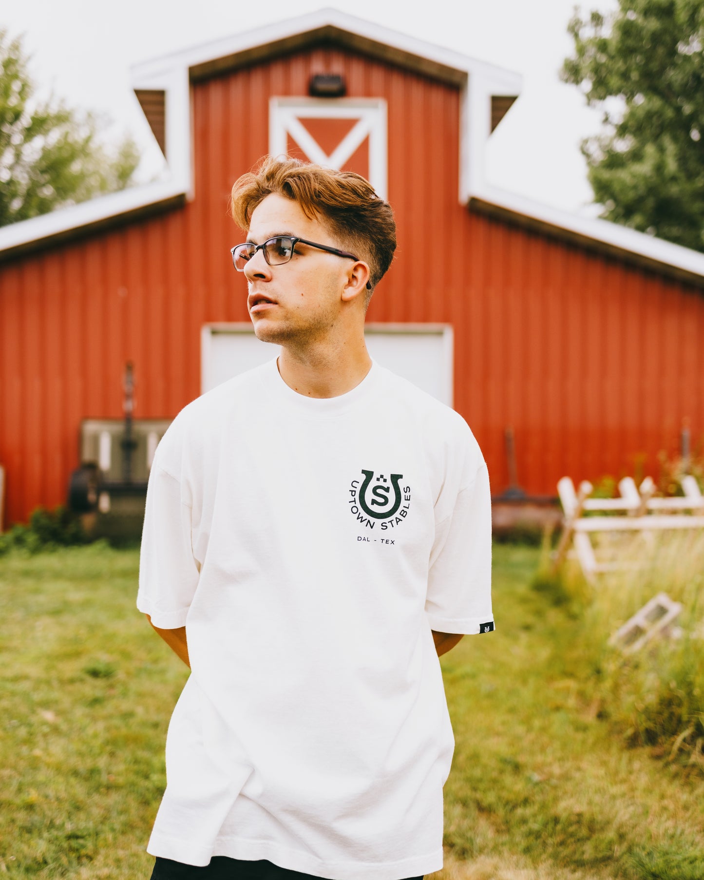 Off-White/Green Skyline Oversized T-Shirt